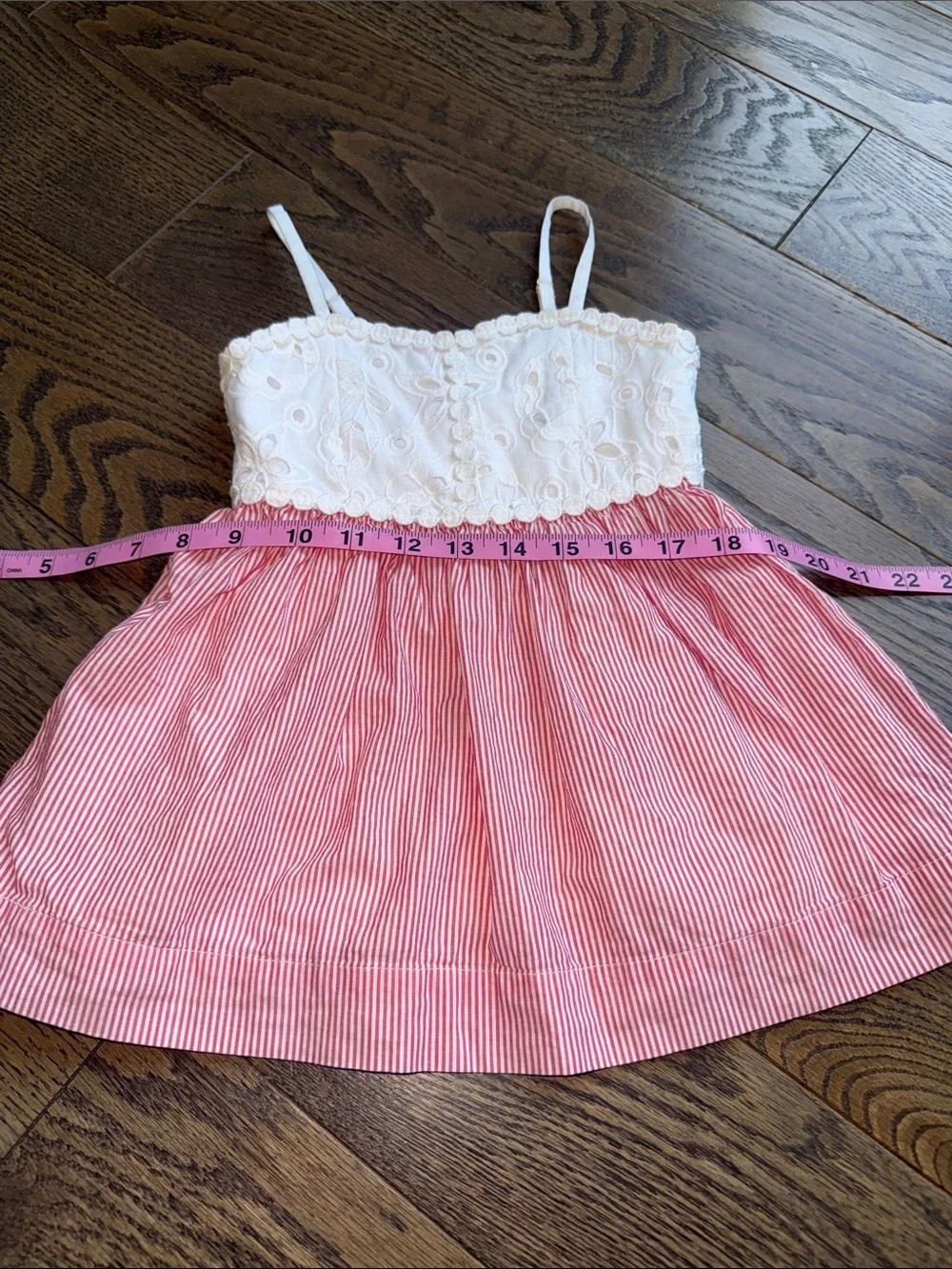 Lilly Pulitzer White Eyelet Top with Pink Striped Skirt Kids Dress 2T 18-24 EUC